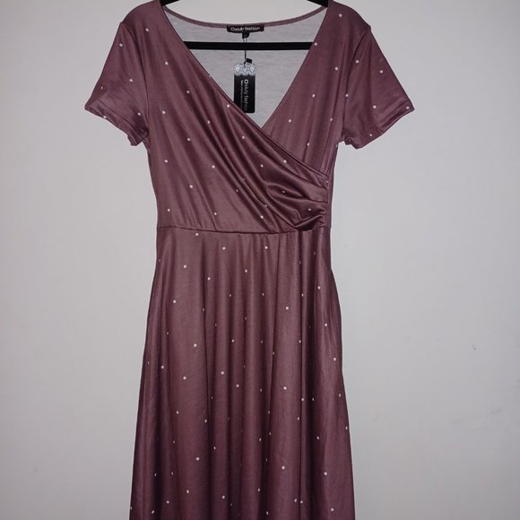 Oxiuly Purple Polka Dot Dress - Picture 6 of 6